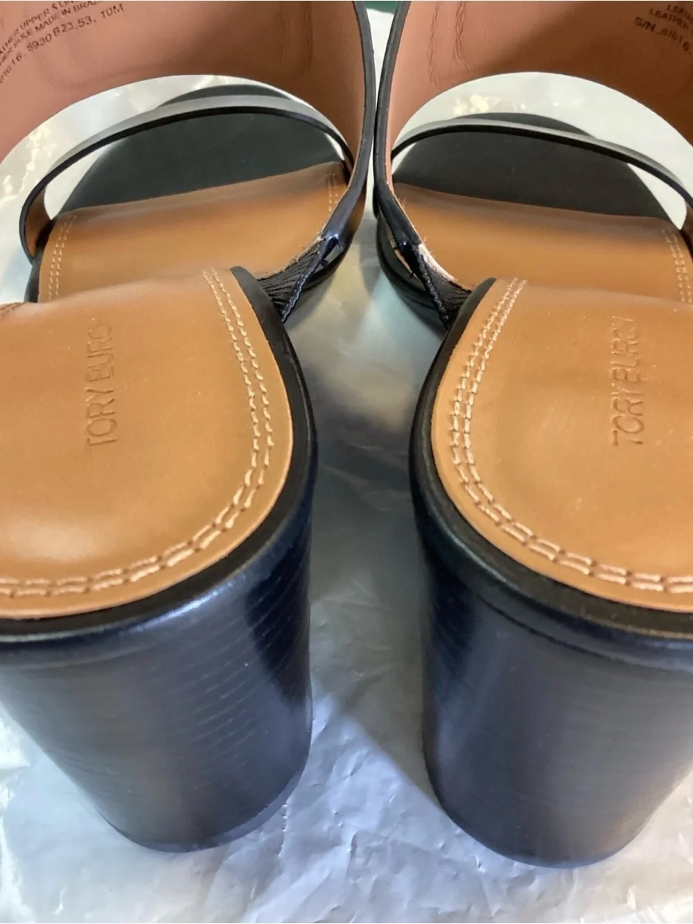 Tory Burch Black Leather Slide Sandals with Gold Logo